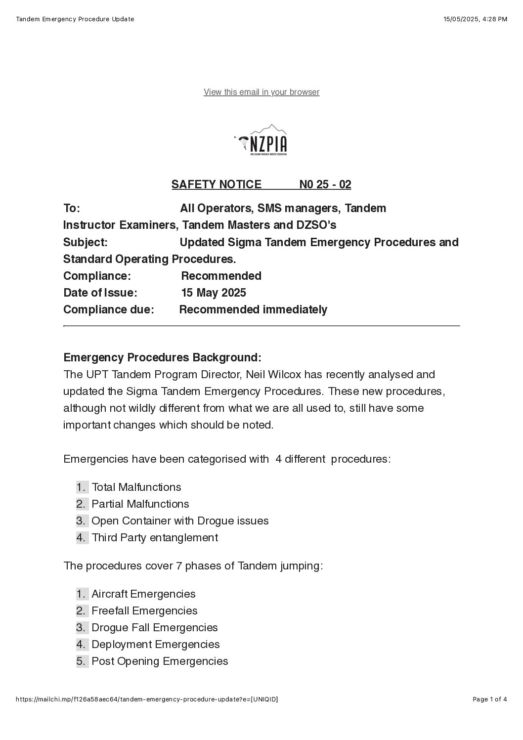 25-02 Tandem Emergency Procedures and SOP’s